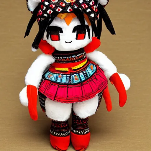 Prompt: cute fumo plush of a tribal girl in traditional garb