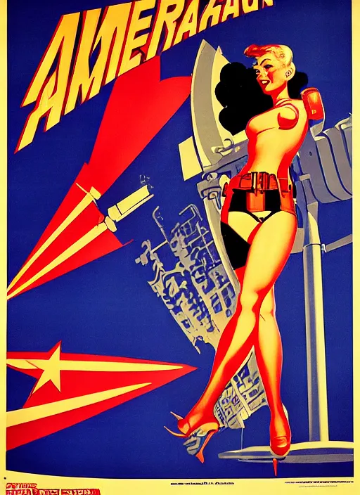 Image similar to american propaganda poster. cyberpunk hitwoman. portrait by jean giraud and anton otto fischer and john philip falter and will eisner and gil elvgren