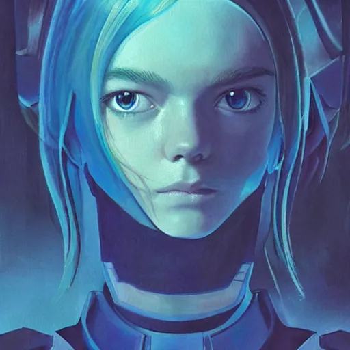 Prompt: Elle Fanning in Halo 2 as Cortana picture by Sachin Teng, asymmetrical, dark vibes, Realistic Painting , Organic painting, Matte Painting, geometric shapes, hard edges, graffiti, street art:2 by Sachin Teng:4