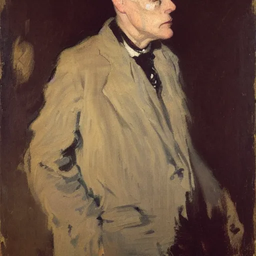 Prompt: portrait of a nihilist by walter sickert, john singer sargent, william orpen, oil on canvas, national portrait gallery