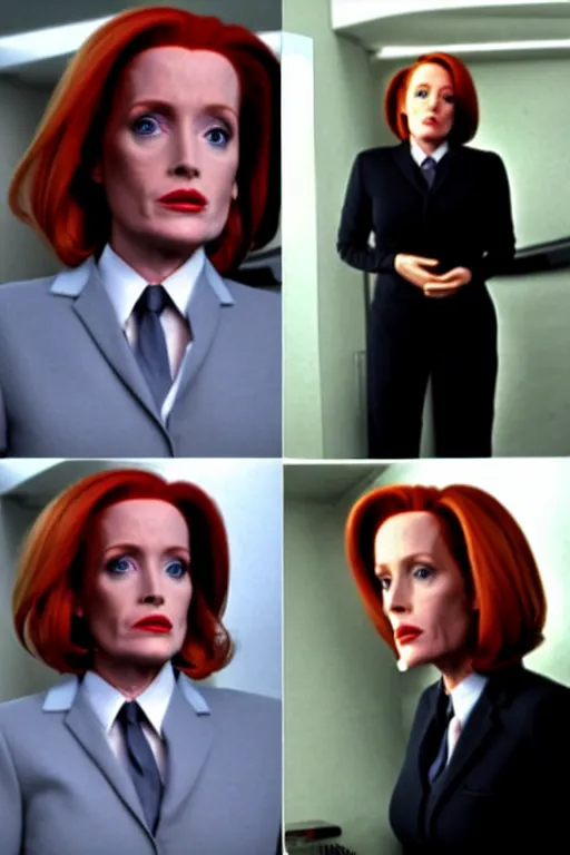 Image similar to dana scully tranforming into an alien