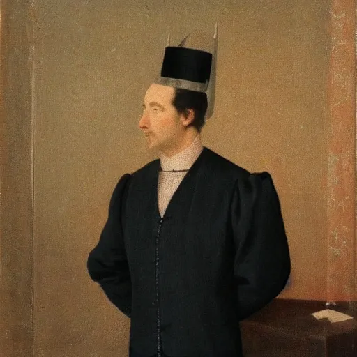 Prompt: photo of a french lawyer wearing a formal court dress, contemporary, color