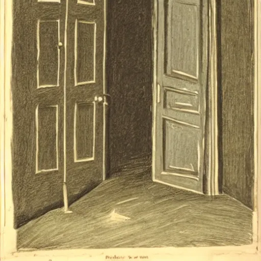 Image similar to a ghost behind a door, dark room