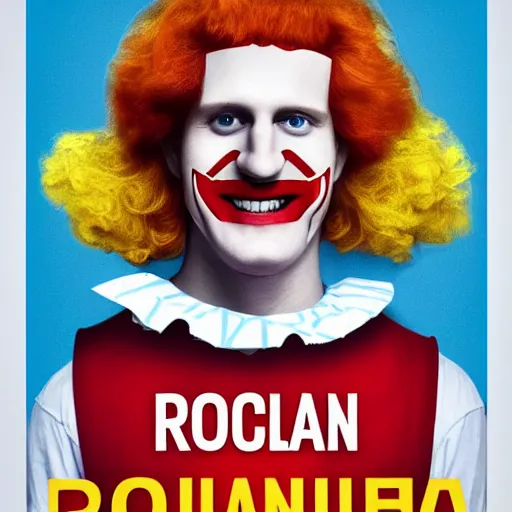 Prompt: A poster of Logan Paul as Ronald McDonald