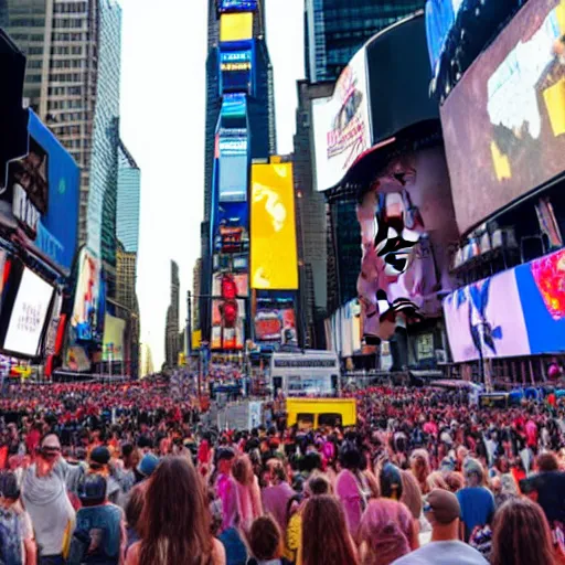 Image similar to photo of moai statues invasion in times square