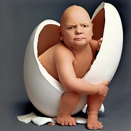 Image similar to Donald Trump in an eggshell photographed by Anne Geddes