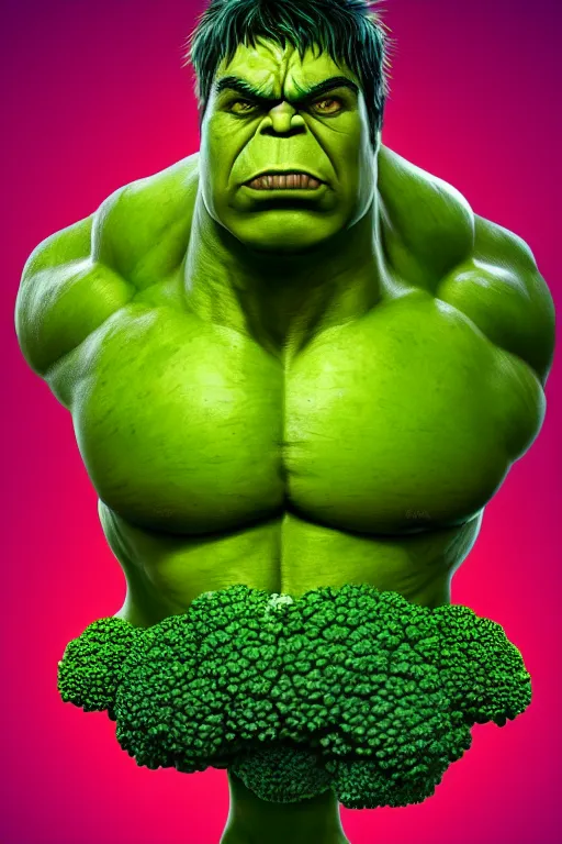 Prompt: the hulk with broccoli hair, highly detailed, digital art, sharp focus, trending on art station