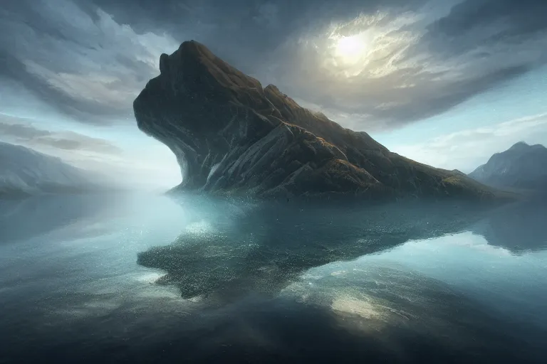 Image similar to an upside down mountain in the water by jessica rossier