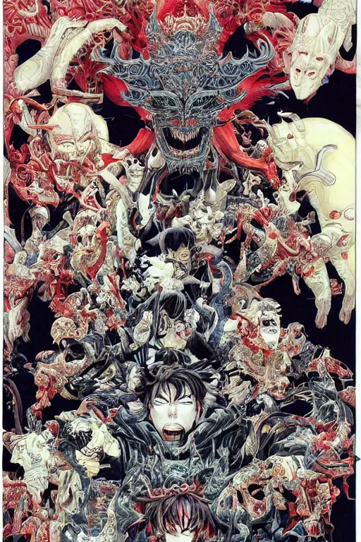 Image similar to 中 元 节, 中 国 鬼 节, king of hell, comic book page, symmetrical, by yoichi hatakenaka, masamune shirow, josan gonzales and dan mumford, ayami kojima, takato yamamoto, barclay shaw, karol bak, yukito kishiro