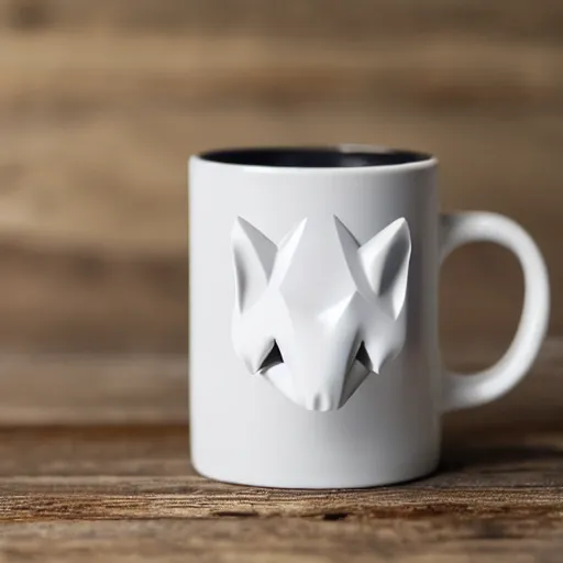 Prompt: a mug with shape of a rhino head, high quality product photography