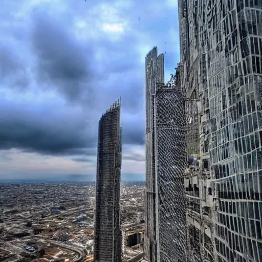 Prompt: Abandoned city with many sky scrapers, top post of all time on /r/curiousplaces subreddit