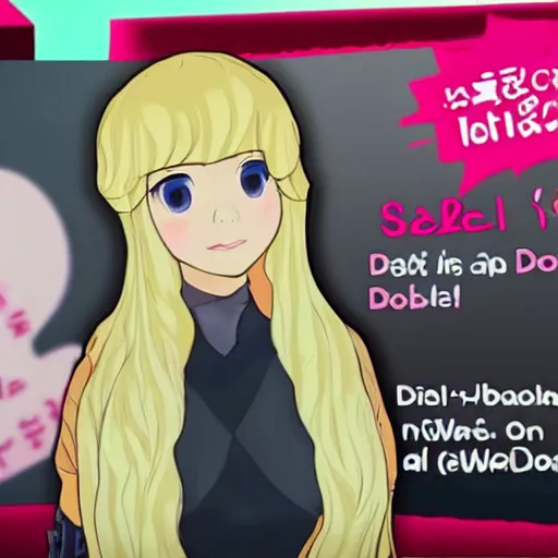 Image similar to Scarlett Johanson as a character in Doki Doki literature club