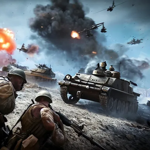 Prompt: Battlefield V screenshot, World war 2