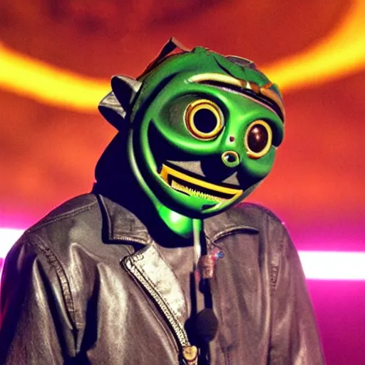 Prompt: legend of zelda majora's mask worn by mf doom onstage bet award show