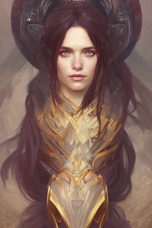 Image similar to a portrait of Norse queen, highly detailed, digital painting, artstation, concept art, sharp focus, illustration, art by artgerm and greg rutkowski and alphonse mucha