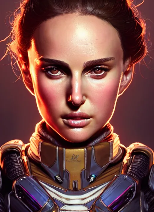 Prompt: portrait of apex legends natalie portman, intricate, elegant, glowing lights, highly detailed, digital painting, artstation, glamor pose, concept art, smooth, sharp focus, illustration, art by artgerm and greg rutkowski, artey freytag