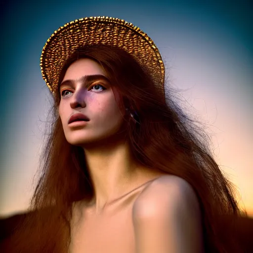 Prompt: photographic portrait of a stunningly beautiful sardinian priestess female in soft dreamy light at sunset, contemporary fashion shoot, by edward robert hughes, annie leibovitz and steve mccurry, david lazar, jimmy nelsson, breathtaking, 8 k resolution, extremely detailed, beautiful, establishing shot, artistic, hyperrealistic, beautiful face, octane render