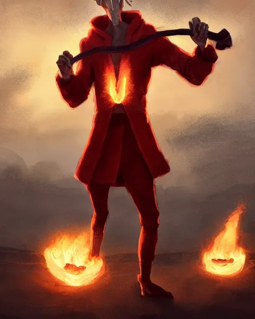 Prompt: squidward with [ [ [ [ [ [ four legs ] ] ] ] ] ] wearing fire nation clothing and practicing firebending outside at susnset, [ greg rutkowski ]