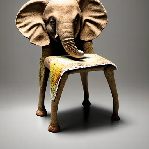 Prompt: surrealist elephant chair