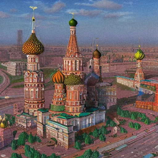 Image similar to city of moscow made of clay, 1 9 2 0 ’ s colored pencil, highly detailed, highly accurate, abstract art, deep aesthetic, 8 k, highly ornate intricate details, cinematic lighting, rich colors, ray tracing, hyperrealistic, photorealistic, cinematic landscape, trending on artstation,