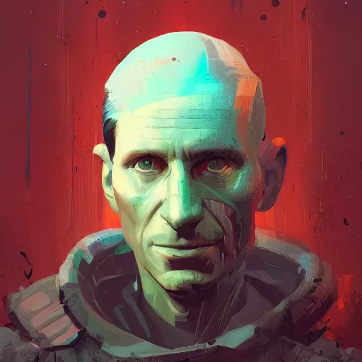 Prompt: ! dream a portrait painting of todd howard by nekro and pascal blanche and john harris and greg rutkowski and sachin teng and victo ngai and simon stalenhag. in style of vector art. brush stroke, vibrating color, hyper detailed. octane render. trending on artstation