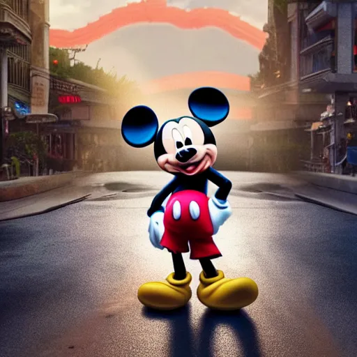 Prompt: mickey mouse in movie scene, 4 k, realistically, hdr, photorealistic