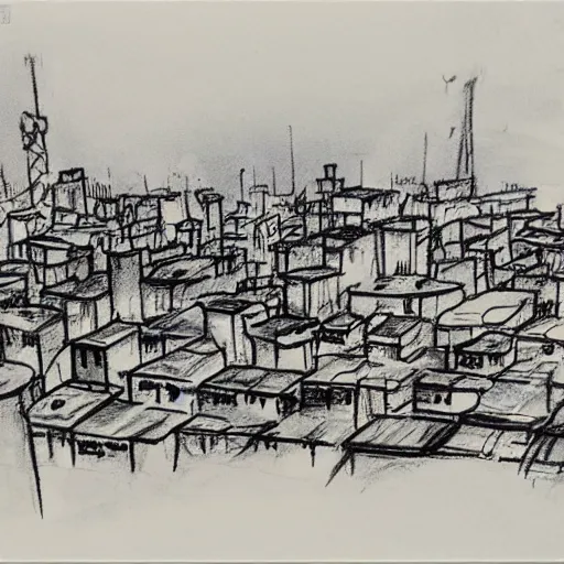 Image similar to milt kahl sketch of slums of miami