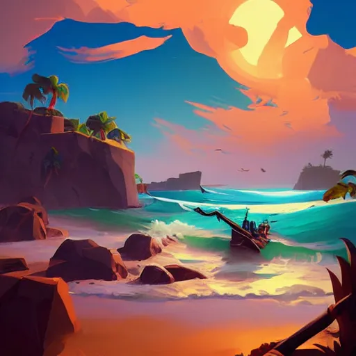 Image similar to painting treasure on sea of thieves game smooth median photoshop filter cutout vector, behance hd by jesper ejsing, by rhads, makoto shinkai and lois van baarle, ilya kuvshinov, rossdraws global illumination