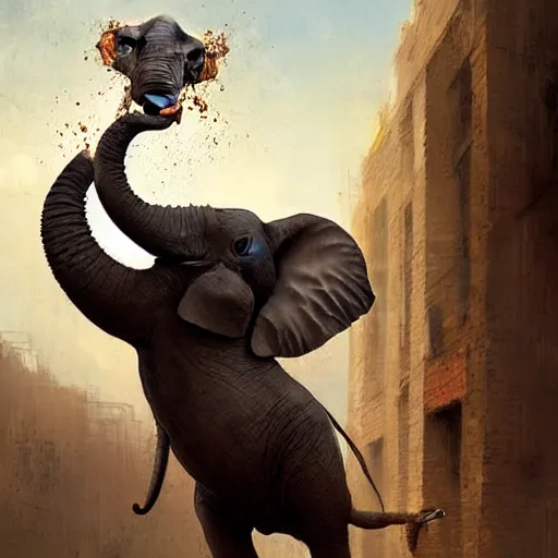 Image similar to an elephant dunking,digital art,realistic,detailed,art by greg rutkowski