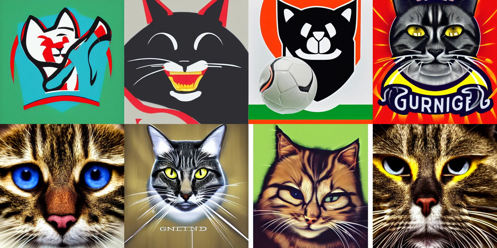 Prompt: sport logo featuring grinning cat, award winning, film grain, medium format, 8k resolution, oil on canvas