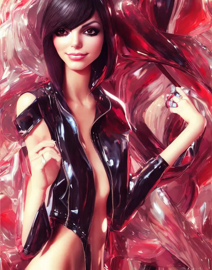 Image similar to portrait of rich and glamourous victoria justice, by katsuhiro otomo, yoshitaka amano, nico tanigawa, and artgerm rendered with 3 d effect, sweet artpiece.