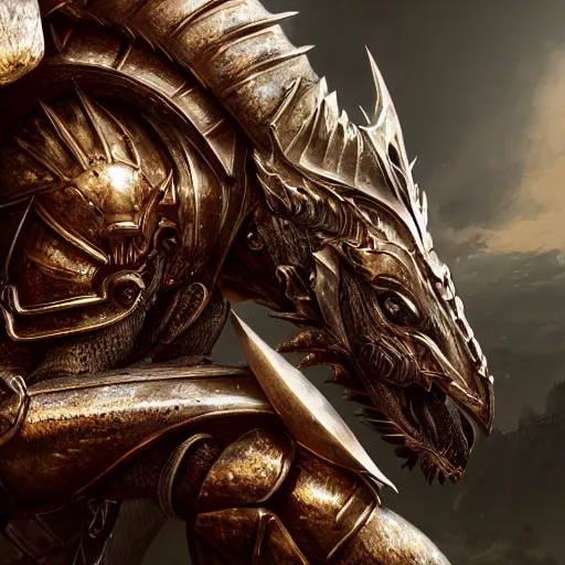 Image similar to highly detailed realistic stunning close up shot of a beautiful anthropomorphic female knight but as a dragon, doing a hot majestic pose, armor made of steel, sharp claws, HD octane render, epic cinematography, fantasy, Artstation, Deviantart, Furaffinity
