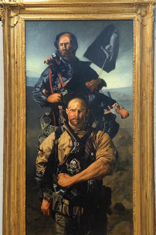 Image similar to Old master painting of navy SEALs