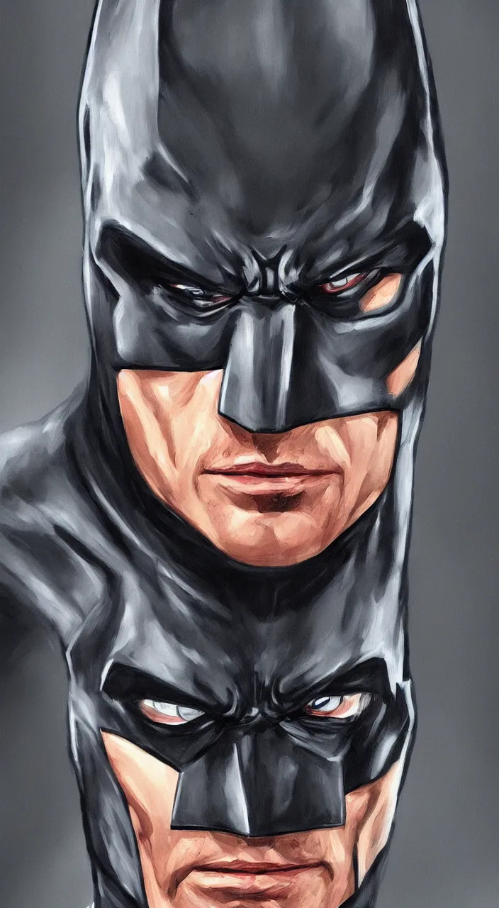Prompt: a portrait painting of the Batman, trending on artstation