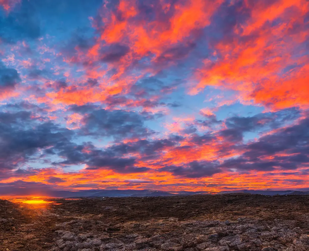 Image similar to 8K Photograph of Sunset Landscape