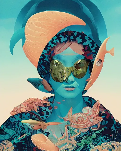 Image similar to Tristan Eaton, victo ngai, peter mohrbacher, artgerm portrait of a shark