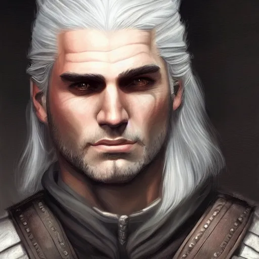 Image similar to painting of geralt of rivia portrait charlie bowater style