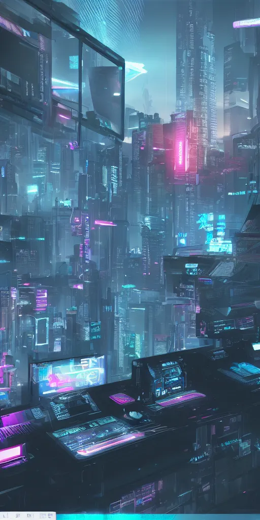 Image similar to cyberpunk user interface from the year 2 0 9 0, concept art, ambient occlusion, vray render,