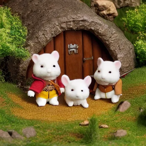 Image similar to lord of the rings calico critters in the shire