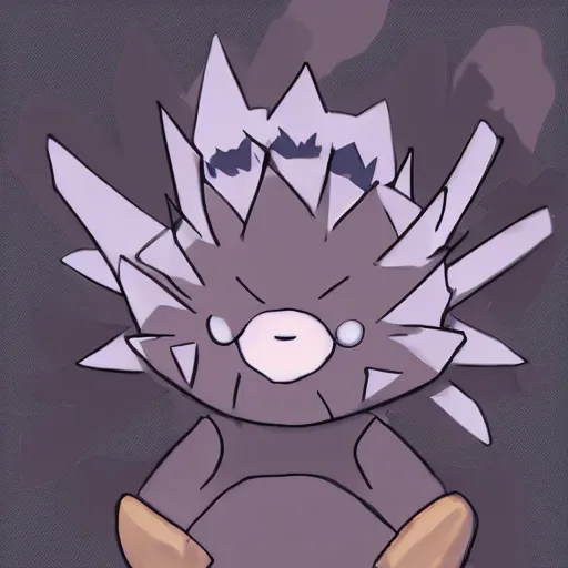 Image similar to A pokemon that looks like A hedgehog without thorns, covered with a layer of black fog ，Trending on art station. Unreal engine.