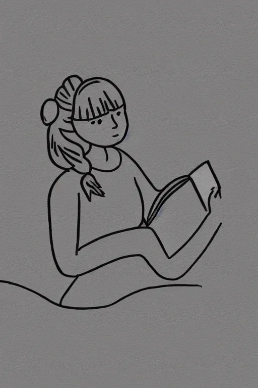 Image similar to simple outline illustration of a girl reading a book in the style of camilo huinca!!! dribbble, agent pekka