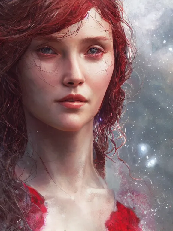 Image similar to wanda, scarlet witch, au naturel, hyper detailed, digital art, trending in artstation, cinematic lighting, studio quality, smooth render, unreal engine 5 rendered, octane rendered, art style by klimt and nixeu and ian sprigger and wlop and krenz cushart