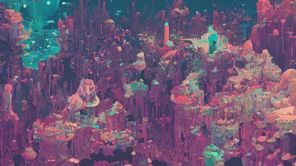 Image similar to Wonderland, Intricate ultradetailed illustration by Tomer Hanuka, by Victo Ngai, by Beeple