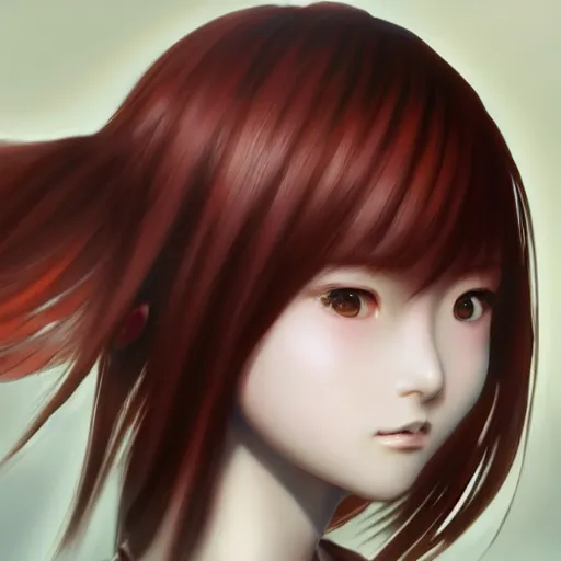 Image similar to ultra-detailed, HD semirealistic anime CG concept art digital painting of a redhead close-up Japanese schoolgirl, by a Chinese artist at ArtStation, by Huang Guangjian, Fenghua Zhong, Ruan Jia, Xin Jin and Wei Chang. Realistic artwork of a Chinese videogame, gentle an harmonic colors.