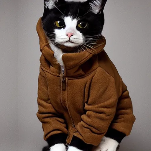 Image similar to cute cat wearing jacket