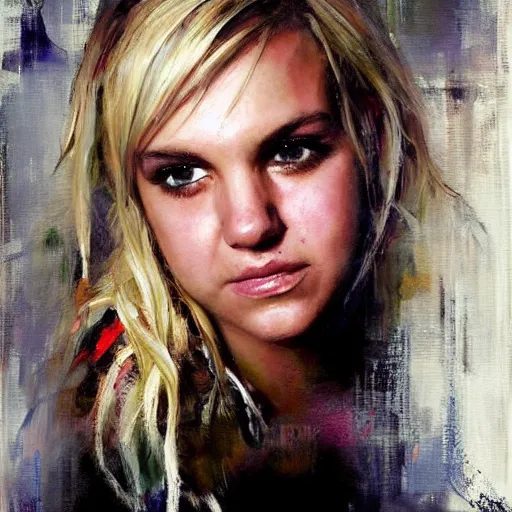 Image similar to jamie lynn spears and anna faris morphed together, hybrid, jeremy mann painting