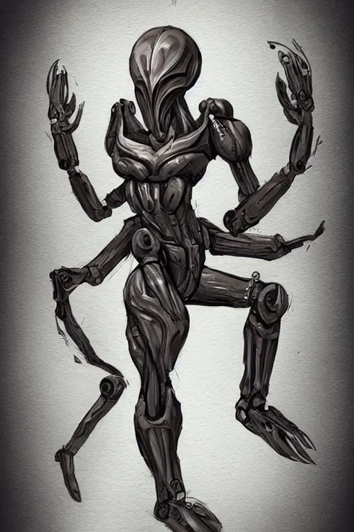 Image similar to full body alien female concept art, humanoid form, evil mecha muscle, horseshoe crap squid, digital art, in the style of ben lol, brian sum, ramil sunga, herbert lowis, furio tedesschi, christopher cao, frederic daoust, joe botardo, artstation, pinterest, deviantart, photoshop, unreal engine