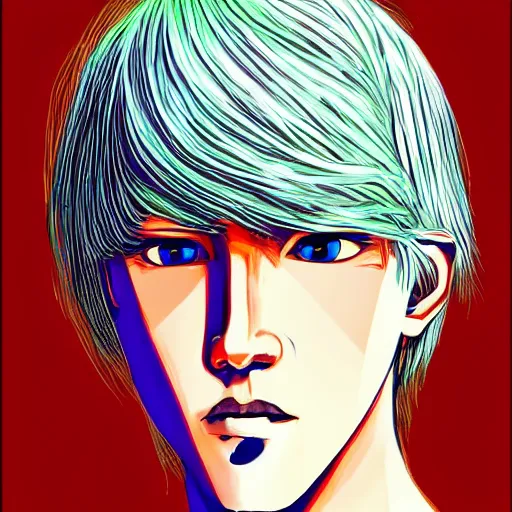 Prompt: a portrait of blonde male by hiroyuki takahashi color scheme, digital art