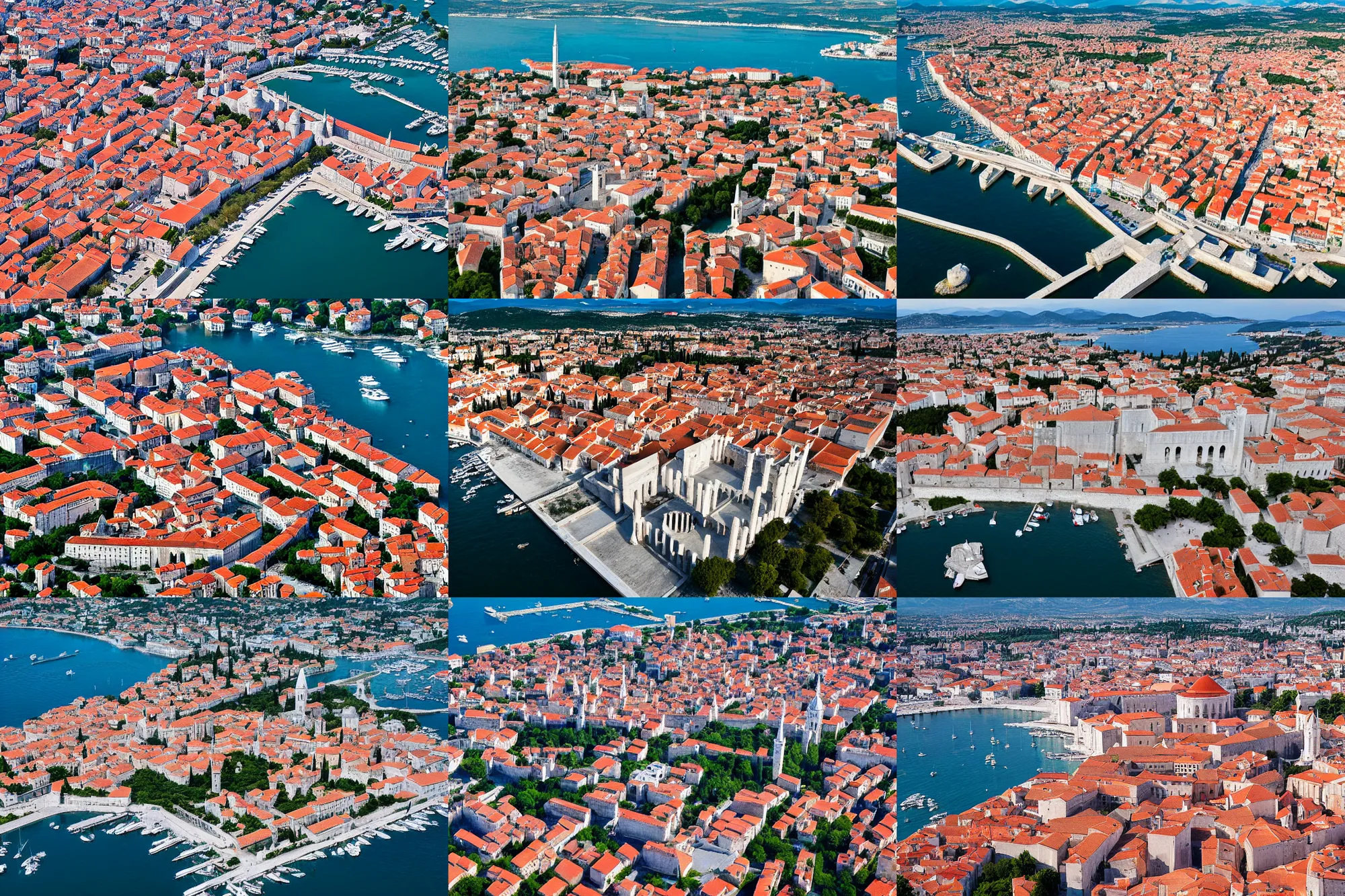 Prompt: aerial photo of zadar