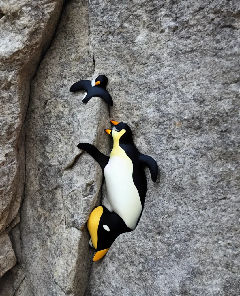 Image similar to a rock climbing hold in the shape of a penguin